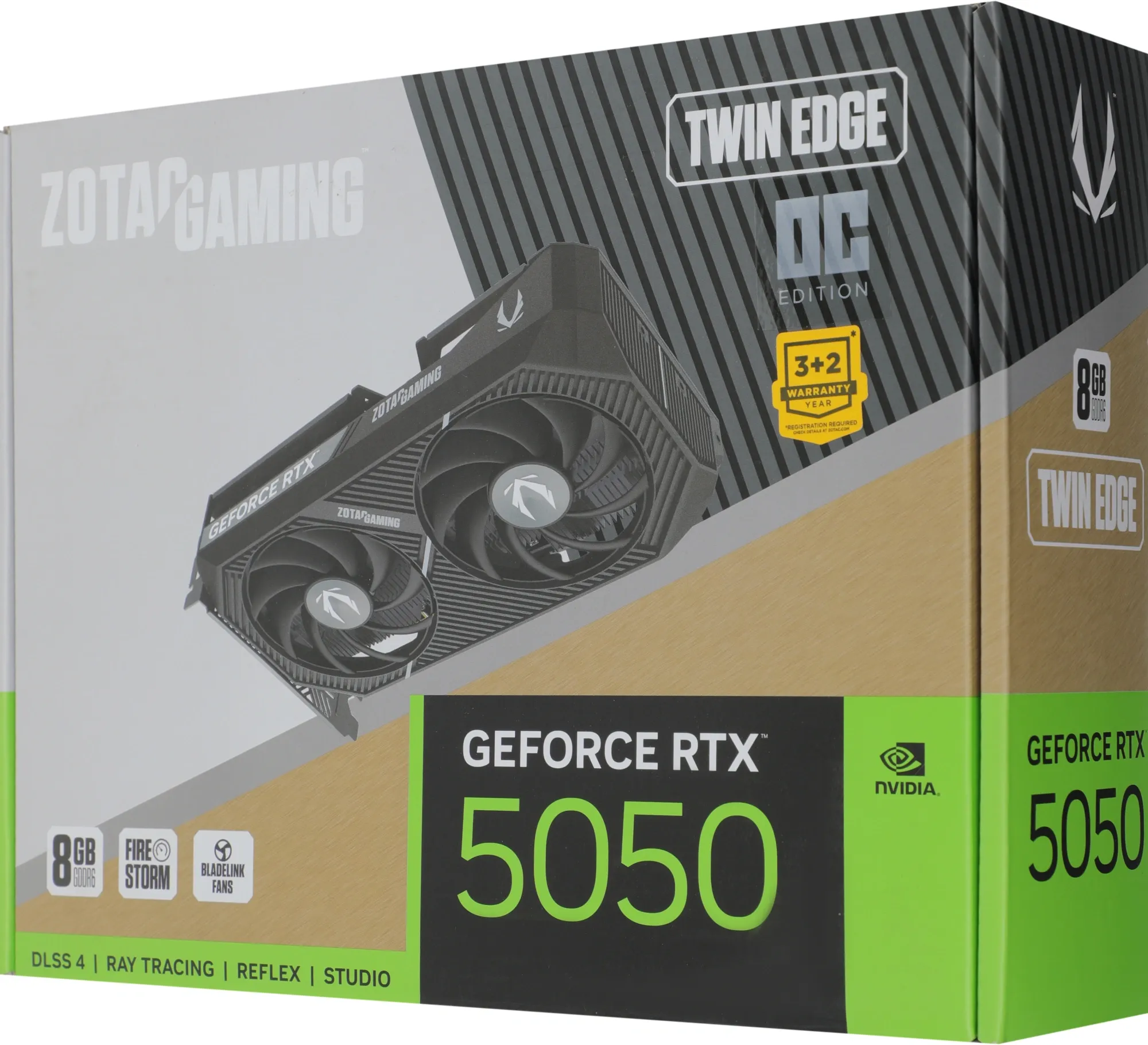 Видеокарта Zotac PCI-E 4.0 RTX 5050 TWIN EDGE OC NVIDIA GeForce RTX 5050 8Gb 128bit GDDR6 2602/17000 HDMIx1 DPx3 HDCP Ret
