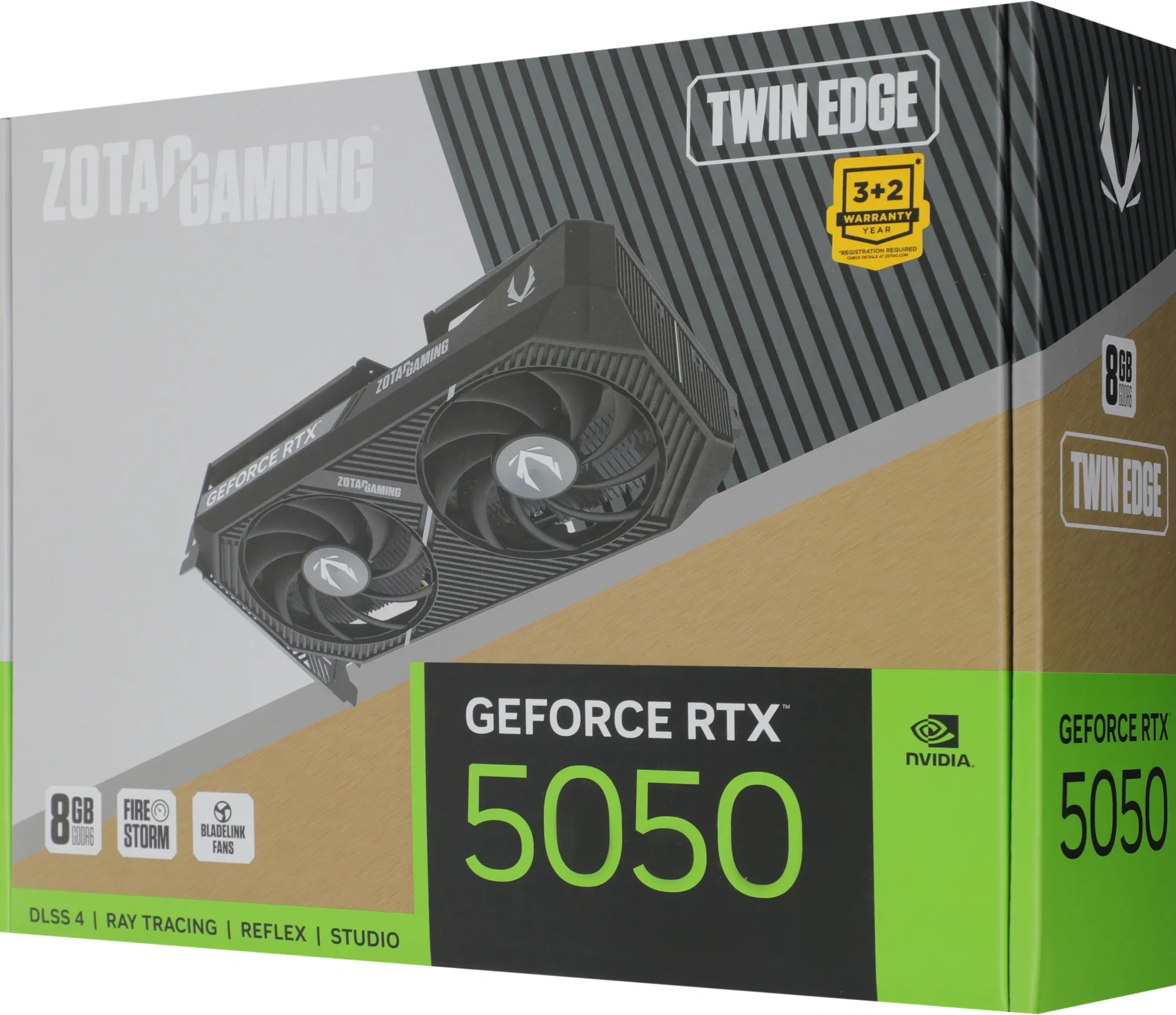 Видеокарта Zotac PCI-E 4.0 RTX 5050 TWIN EDGE NVIDIA GeForce RTX 5050 8Gb 128bit GDDR6 2602/17000 HDMIx1 DPx3 HDCP Ret