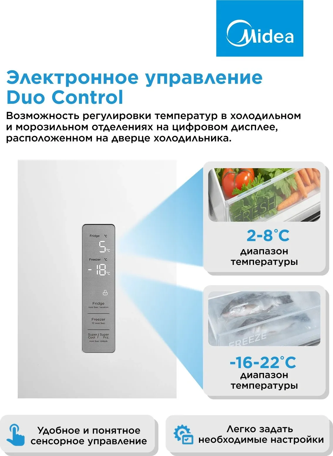Холодильник Midea MDRB522MGE01OD 2-хкамерн. белый инвертер