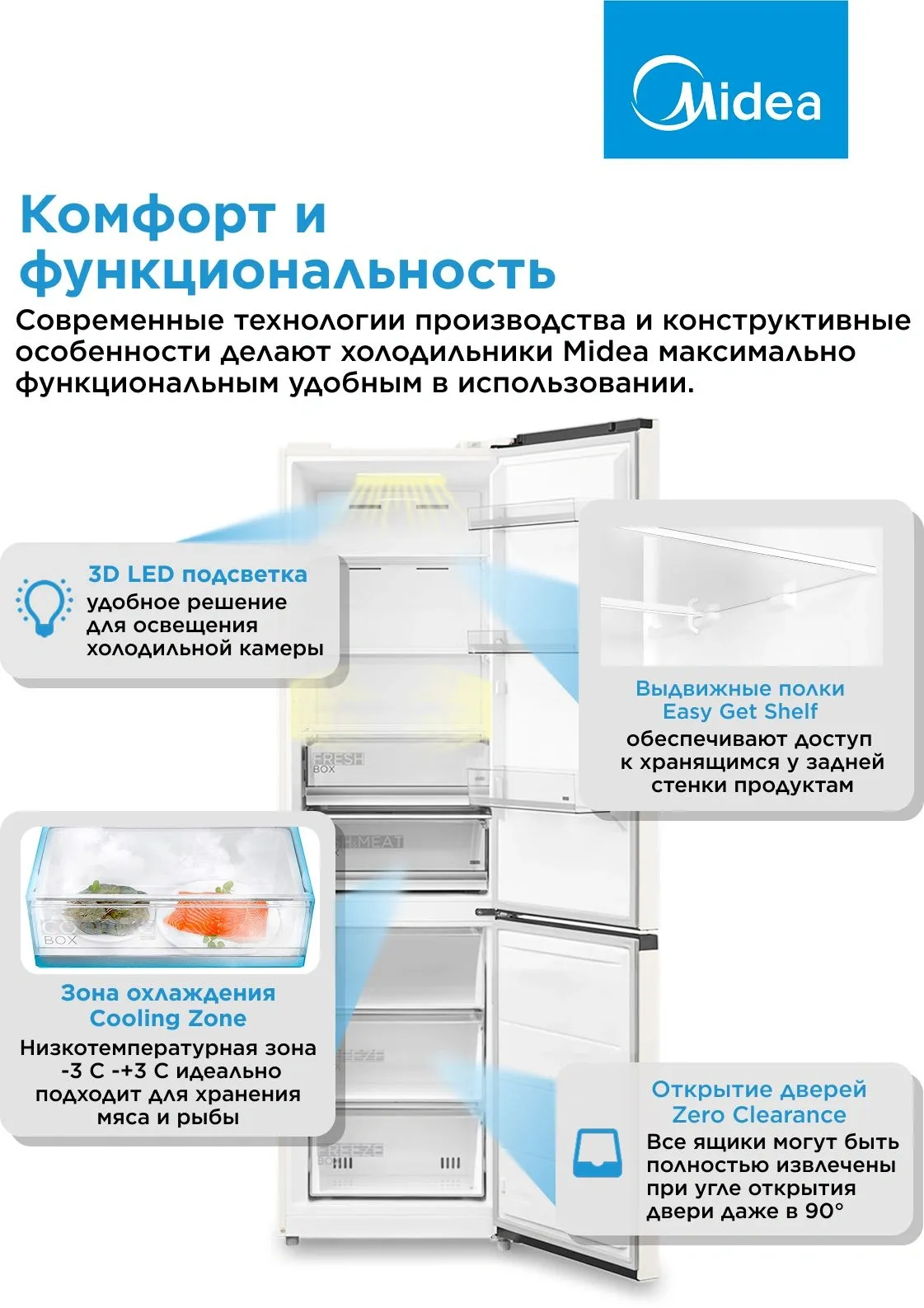 Холодильник Midea MDRB522MGE01OD 2-хкамерн. белый инвертер