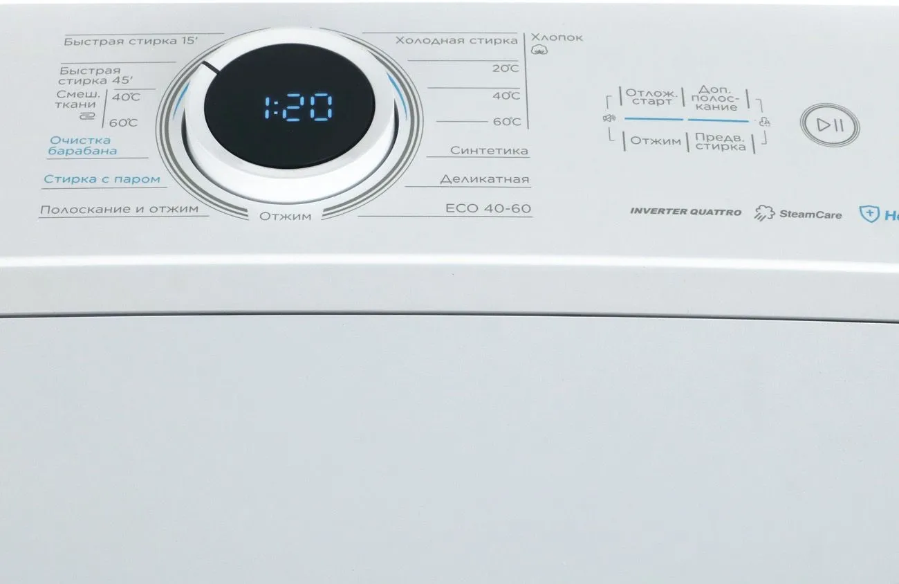 Стиральная машина Midea MF100T80BS/W-RU класс: A загр.вертикальная макс.:8кг белый инвертор