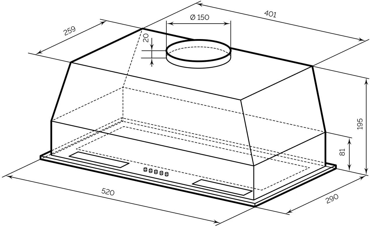 Вытяжка встраиваемая Lex Hyper 600 Inverter IX нержавеющая сталь управление: кнопочное (1 мотор)