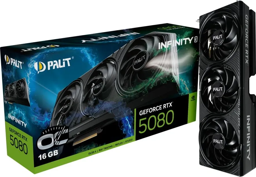 Видеокарта Palit PCI-E 5.0 PA-RTX5080 INFINITY 3 OC NVIDIA GeForce RTX 5080 16Gb 256bit GDDR7 2295/30000 HDMIx1 DPx3 HDCP Ret