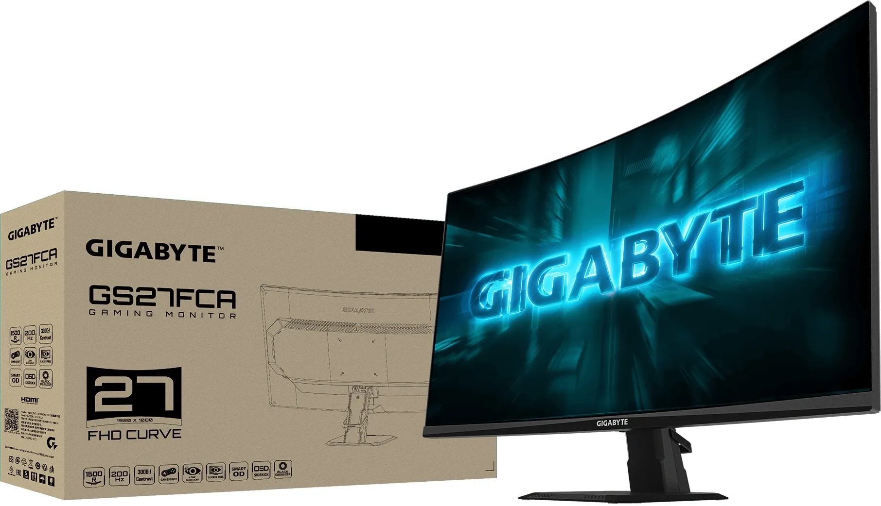 Монитор Gigabyte 27" GS27FCA черный VA LED 16:9 HDMI полуматовая 3000:1 250cd 178гр/178гр 1920x1080 200Hz DP FHD 4.59кг