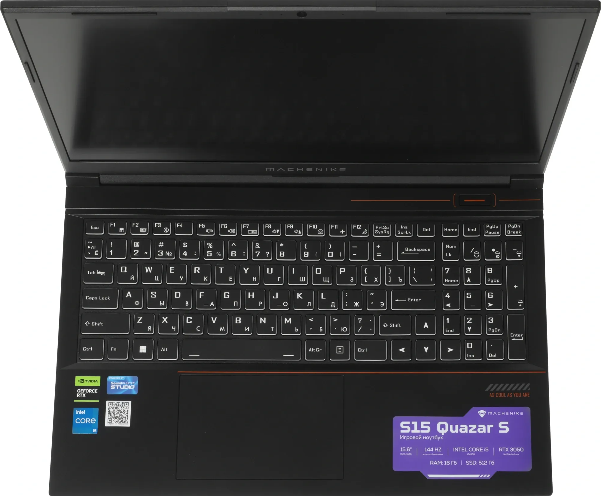 Ноутбук Machenike S15 Quazar S Core i5 12450H 16Gb SSD512Gb NVIDIA GeForce RTX 3050 4Gb 15.6