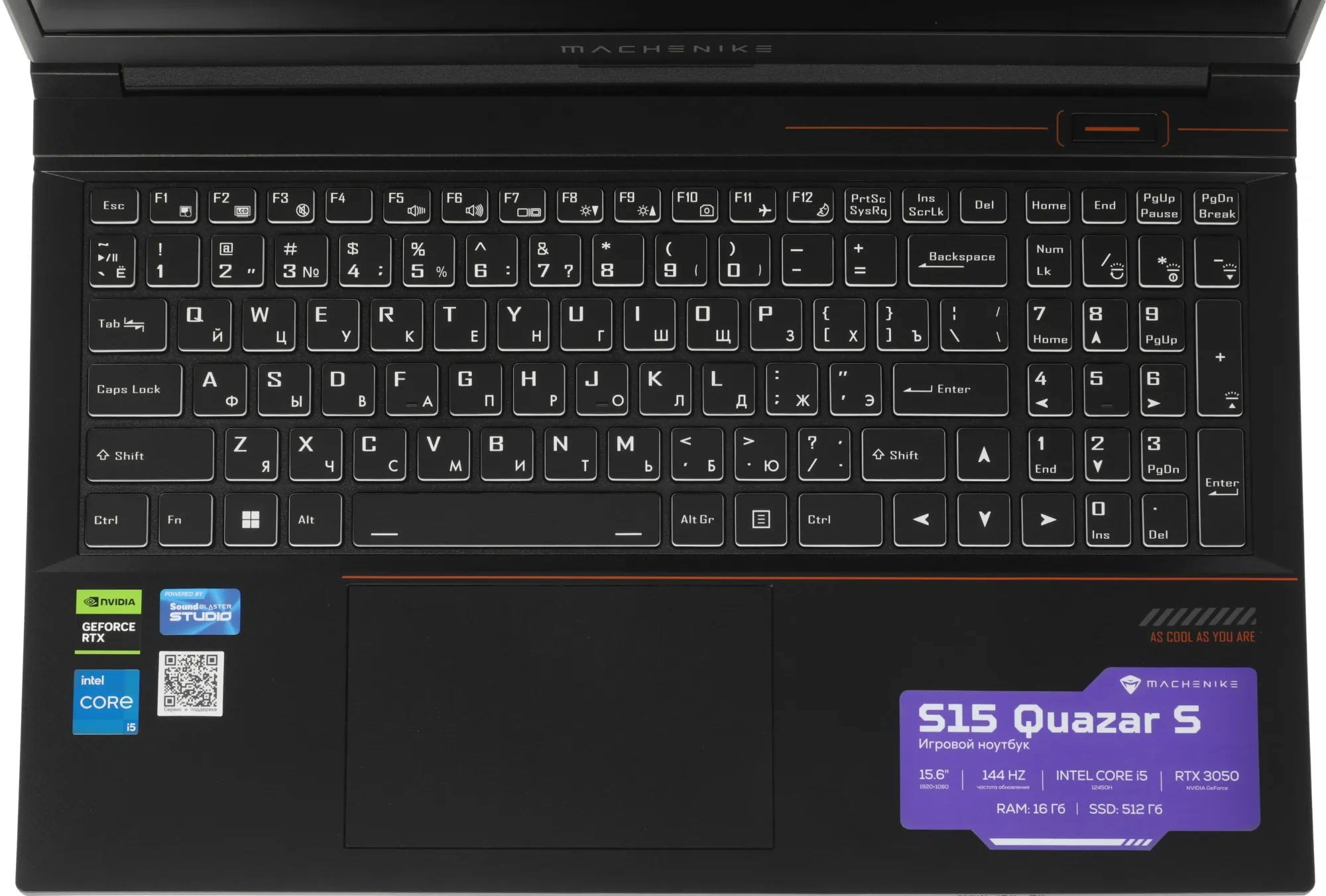 Ноутбук Machenike S15 Quazar S Core i5 12450H 16Gb SSD512Gb NVIDIA GeForce RTX 3050 4Gb 15.6