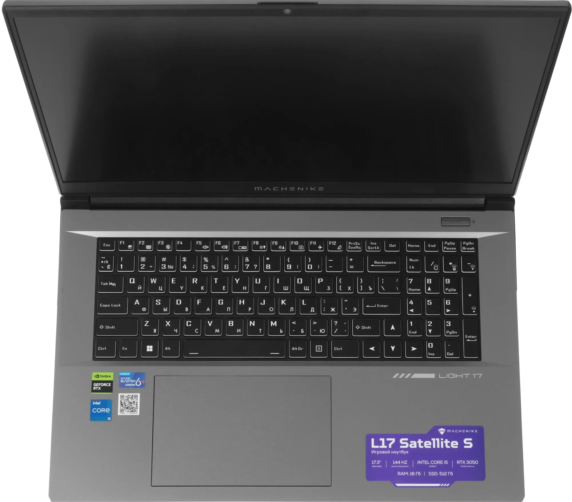Ноутбук Machenike L17 Satellite S Core i5 12450H 16Gb SSD512Gb NVIDIA GeForce RTX 3050 4Gb 17.3