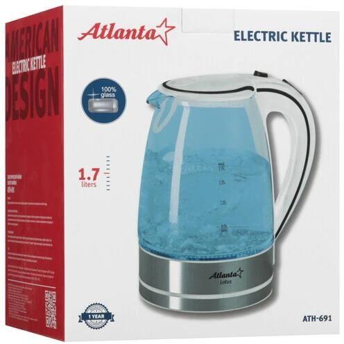 Чайник электрический ATLANTA ATH-691 white (1,7л. стекло)