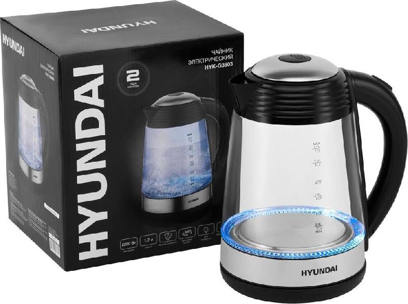 Чайник электрический HYUNDAI HYK-G3803 (1,7л. стекло)