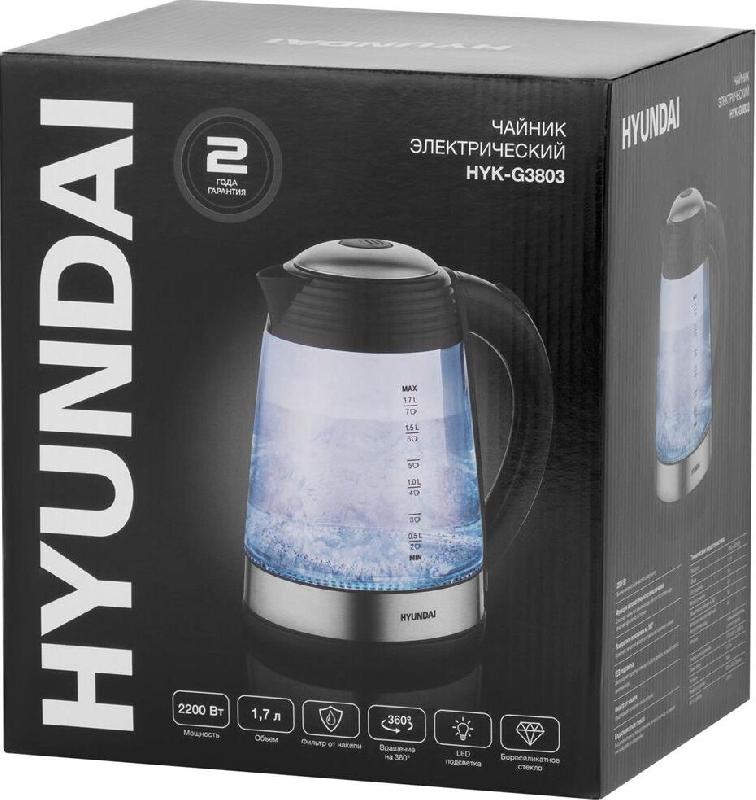 Чайник электрический HYUNDAI HYK-G3803 (1,7л. стекло)