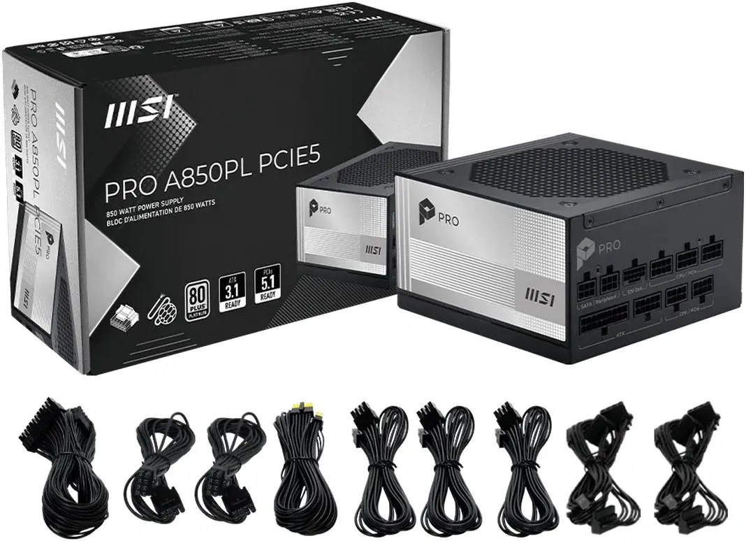 Блок питания MSI ATX 850W Pro A850PL 80+ platinum (20+4pin) APFC 120mm fan 6xSATA Cab Manag RTL