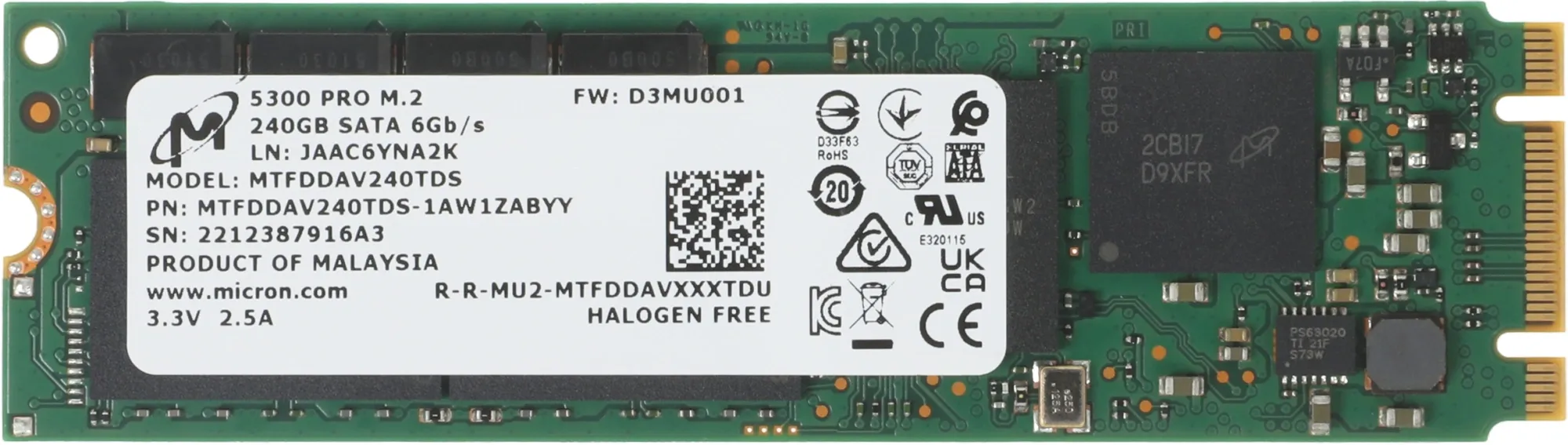 Накопитель SSD Crucial SATA-III 240GB MTFDDAV240TDS-1AW1ZABYY 5300 Pro M.2 2280