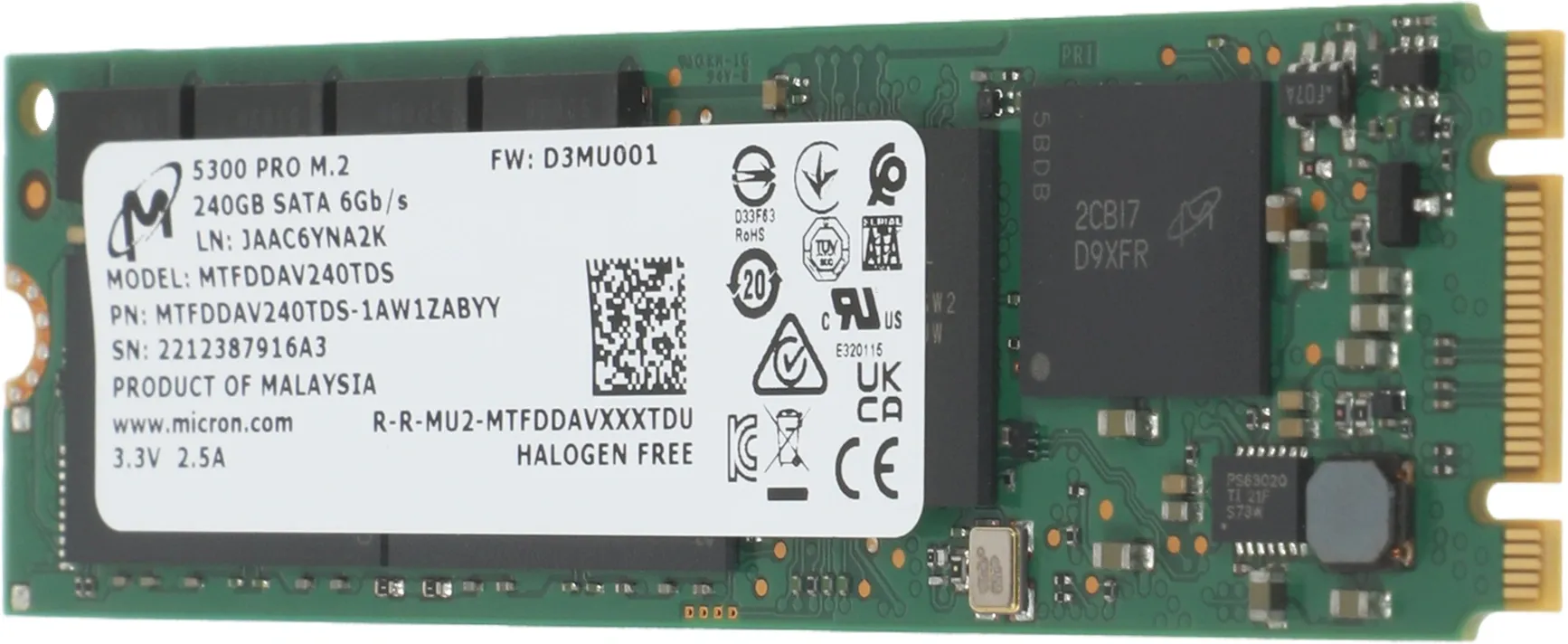 Накопитель SSD Crucial SATA-III 240GB MTFDDAV240TDS-1AW1ZABYY 5300 Pro M.2 2280