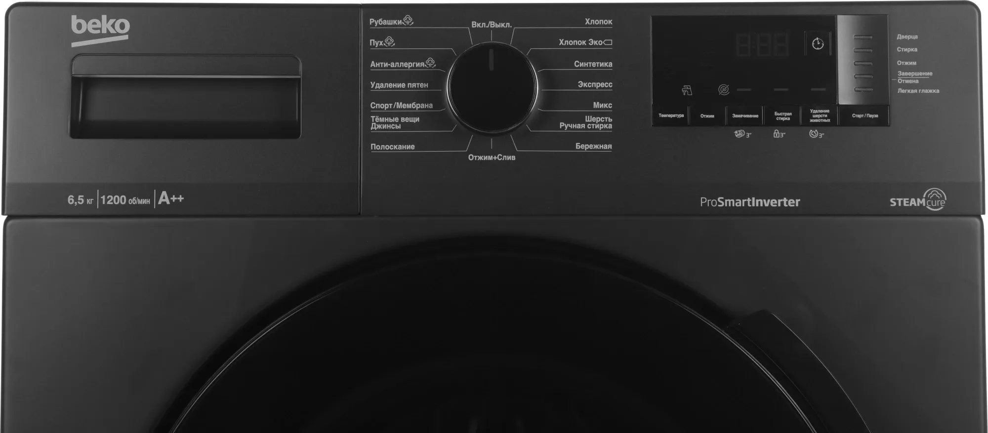 Стиральная машина Beko WSPE6H612A класс: A загр.фронтальная макс.:6.5кг антрацит инвертор
