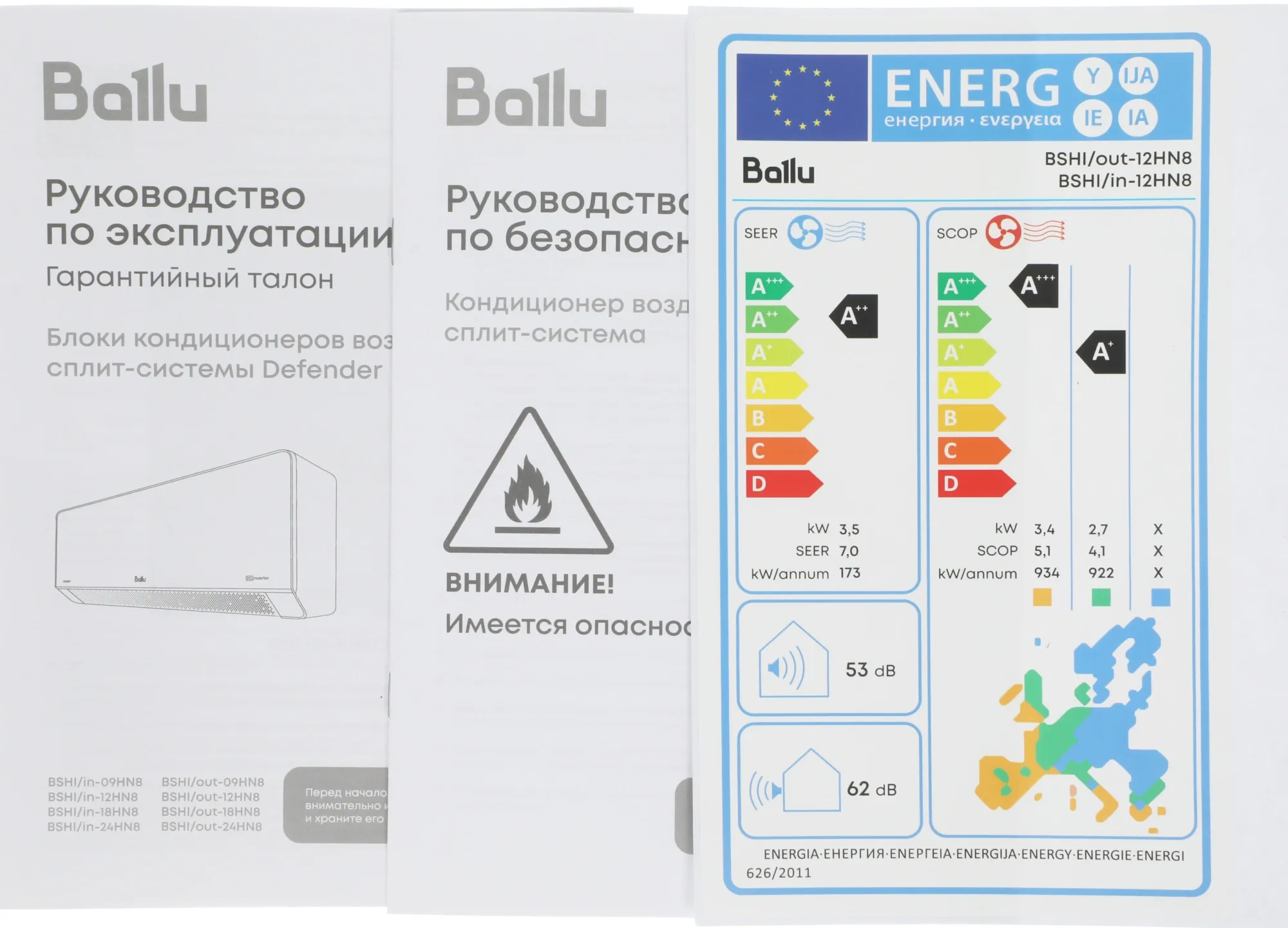 Сплит-система Ballu Defender BSHI-12HN8 белый