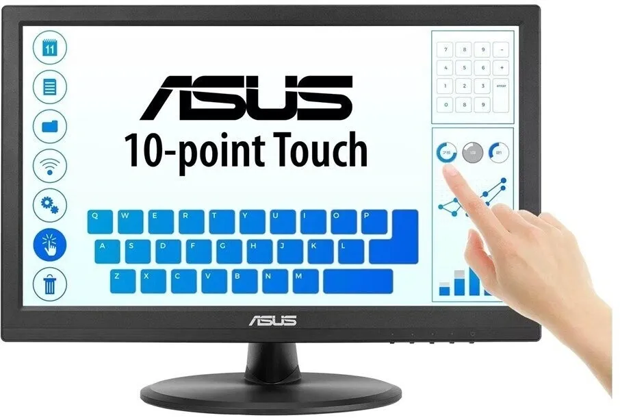 Монитор Asus 15.6" VT169HE черный IPS LED 16:9 HDMI матовая 1000:1 220cd 170гр/170гр 1920x1080 60Hz VGA FHD Touch 1.46кг