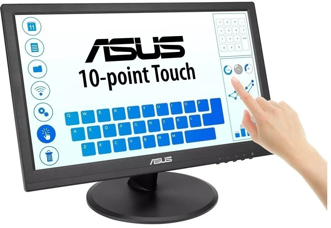 Монитор Asus 15.6" VT169HE черный IPS LED 16:9 HDMI матовая 1000:1 220cd 170гр/170гр 1920x1080 60Hz VGA FHD Touch 1.46кг