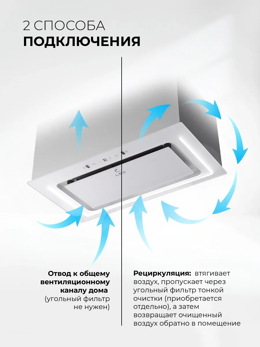 Вытяжка встраиваемая Lex Nova 600 Inverter WH белый управление: сенсорное (1 мотор)