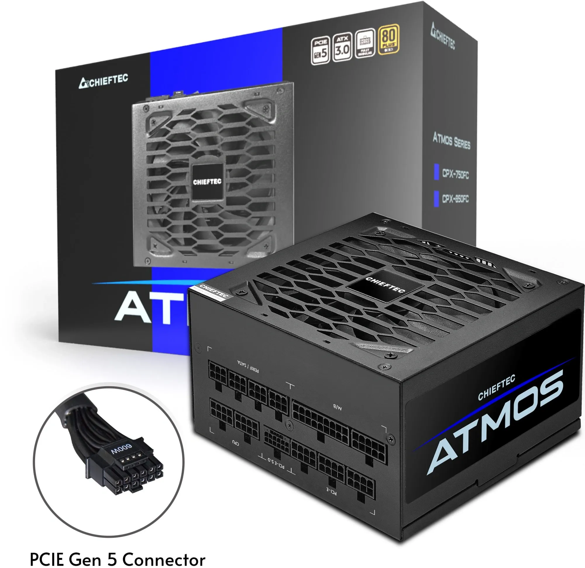 Блок питания Chieftec ATX 850W Atmos CPX-850FC 80+ gold (20+4pin) APFC 120mm fan 9xSATA Cab Manag RTL