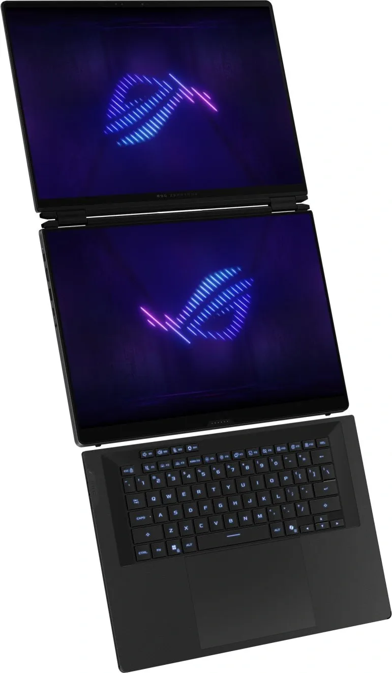 Ноутбук Asus ROG Zephyrus Duo 16 GX651AR-SR058W Core Ultra 9 386H 32Gb SSD1Tb NVIDIA GeForce RTX5070Ti 12Gb 16" OLED Touch 3K (2880x1800) Windows 11 Home dk.grey WiFi BT Cam Bag (90NR0NR2-M00260)