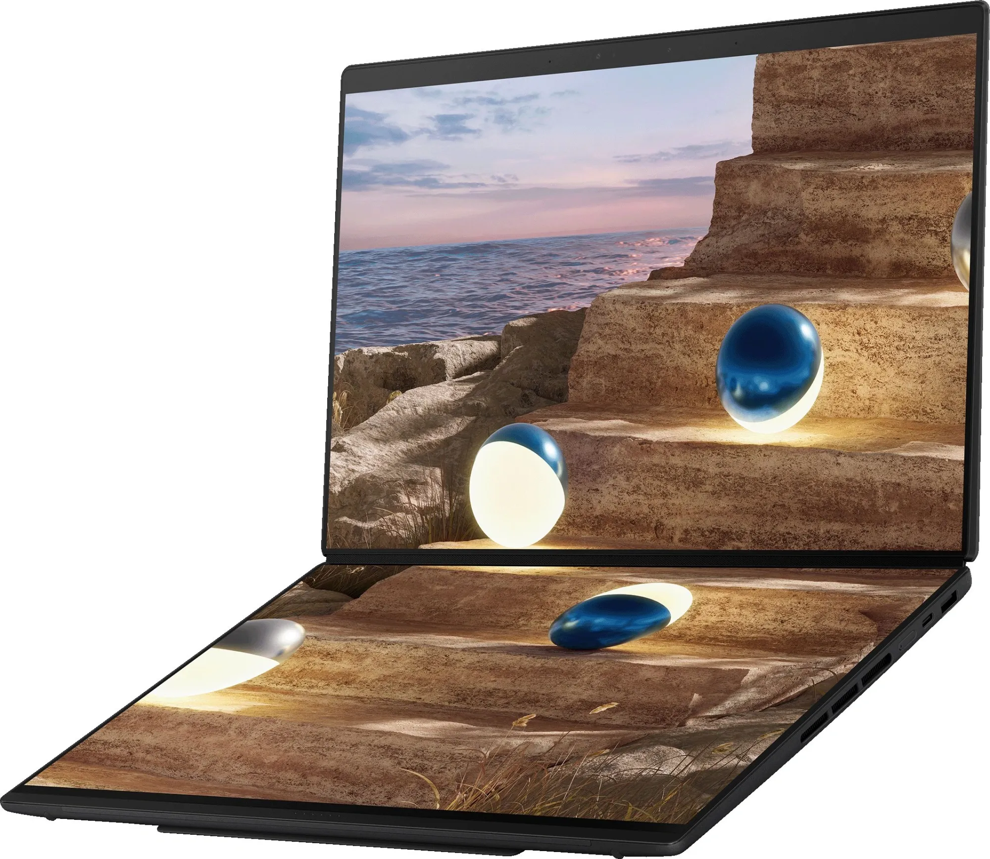 Ноутбук Asus ZenBook Duo UX8407AA-SN538X Core Ultra X9 378H 32Gb SSD1Tb Intel Arc B390 14" OLED Touch 3K (2880x1800) Windows 11 Pro dk.grey WiFi BT Cam (90NB16V1-M00VU0)