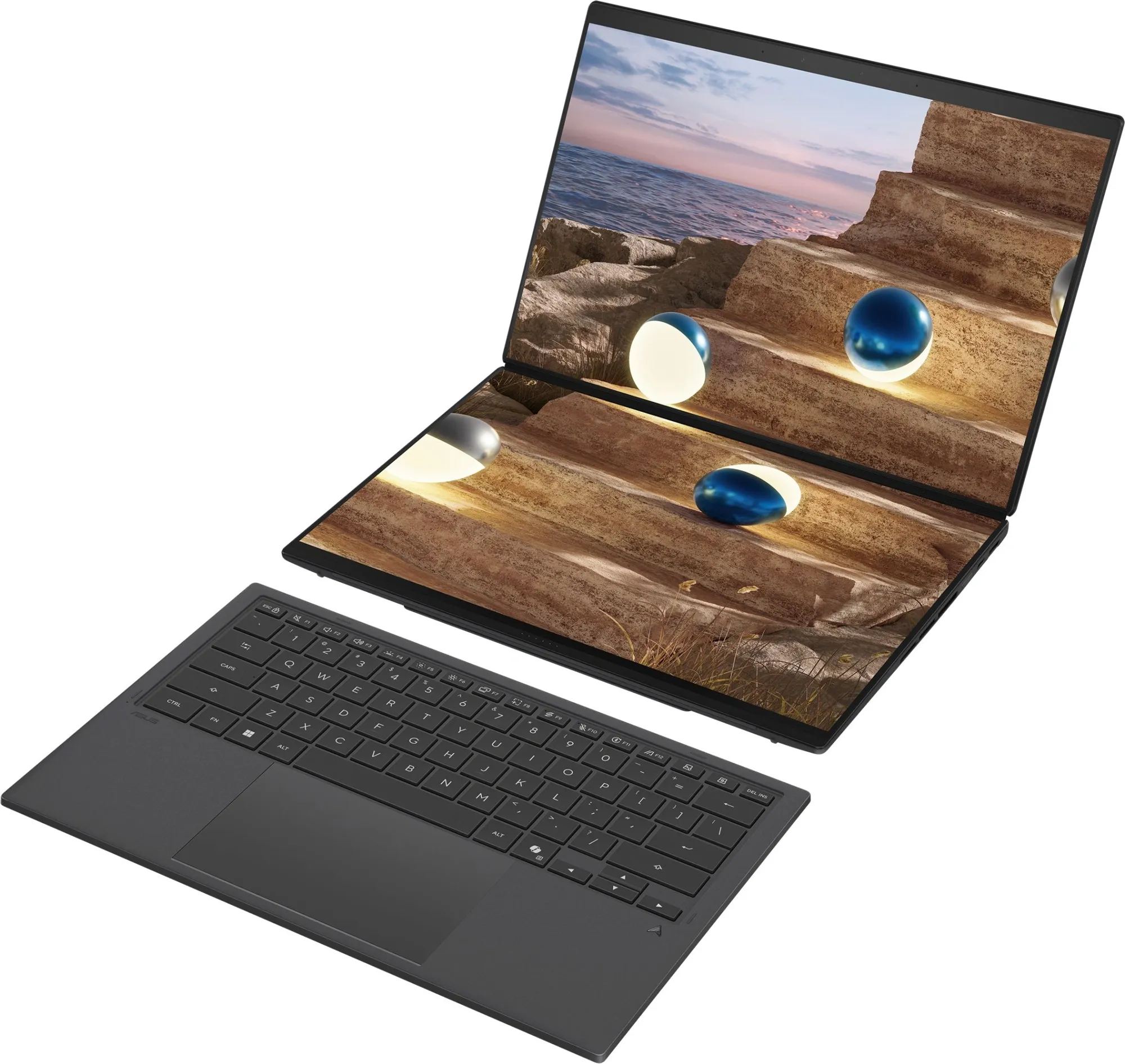 Ноутбук Asus ZenBook Duo UX8407AA-SN538X Core Ultra X9 378H 32Gb SSD1Tb Intel Arc B390 14" OLED Touch 3K (2880x1800) Windows 11 Pro dk.grey WiFi BT Cam (90NB16V1-M00VU0)