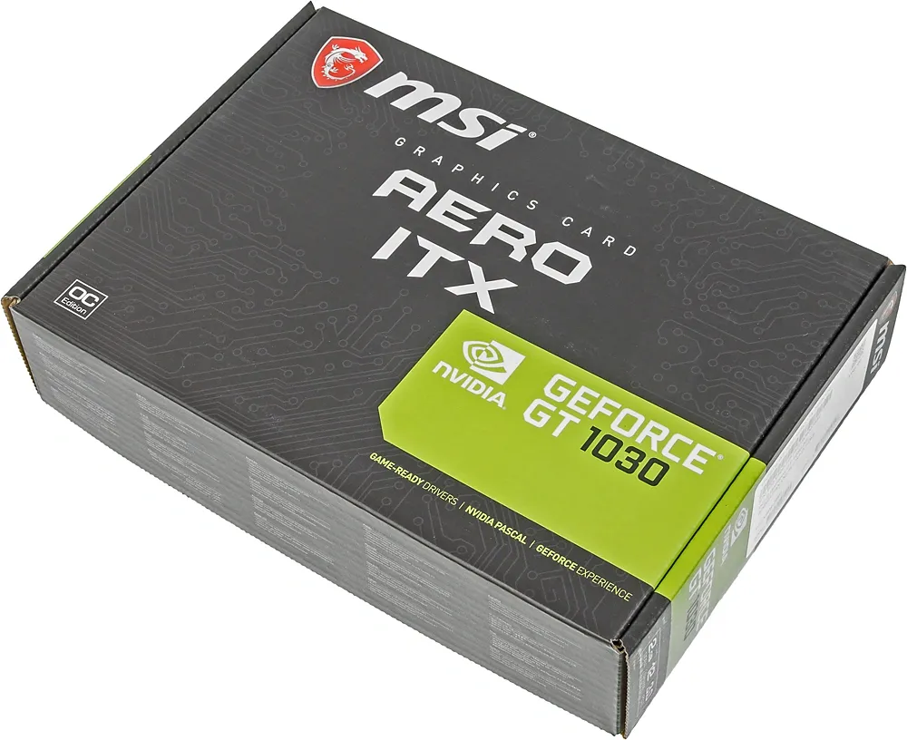 Видеокарта MSI PCI-E 3.0 GT 1030 AERO ITX 2GD4 OC NVIDIA GeForce GT 1030 2Gb 64bit DDR4 1189/2100 HDMIx1 HDCP Ret