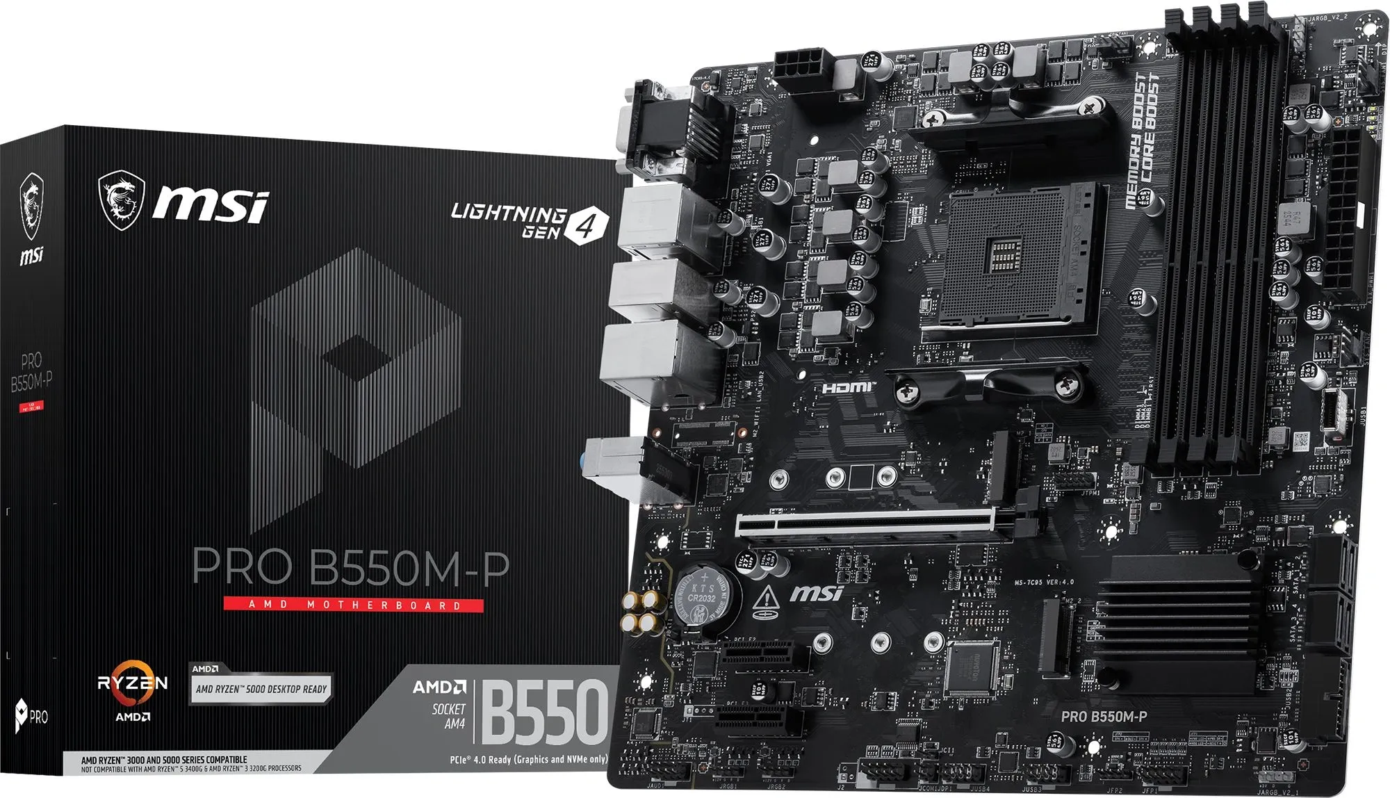 Материнская плата MSI PRO B550M-P Soc-AM4 AMD B550 4xDDR4 mATX AC`97 8ch(7.1) GbLAN RAID+VGA+HDMI+DP