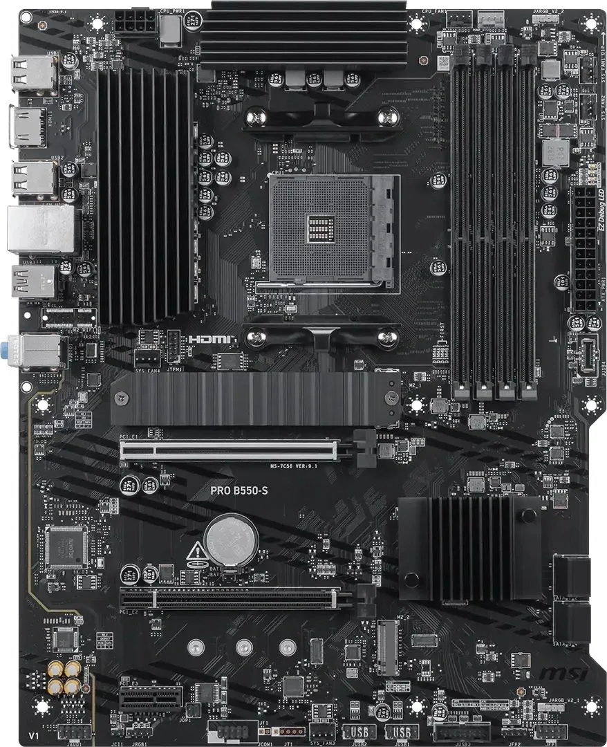 Материнская плата MSI PRO B550-S Soc-AM4 AMD B550 4xDDR4 ATX AC`97 8ch(7.1) GbLAN RAID+HDMI