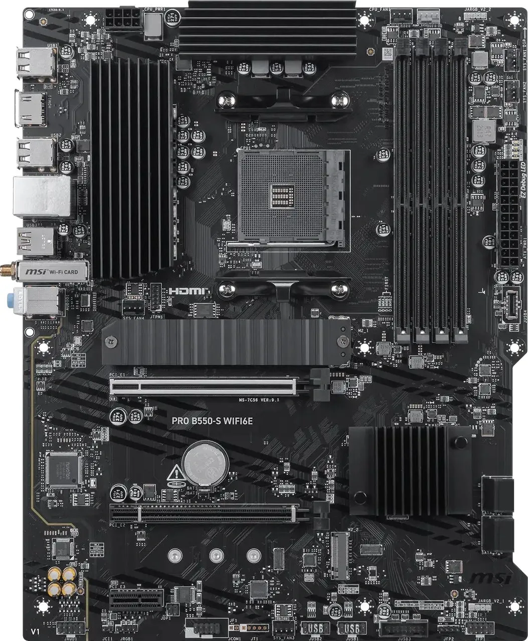 Материнская плата MSI PRO B550-S WIFI6E Soc-AM4 AMD B550 4xDDR4 ATX AC`97 8ch(7.1) GbLAN RAID+HDMI