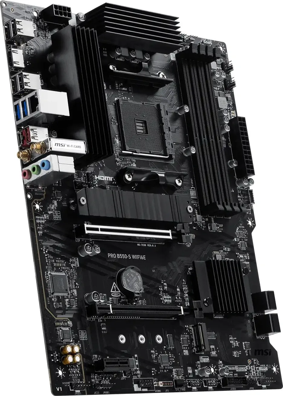 Материнская плата MSI PRO B550-S WIFI6E Soc-AM4 AMD B550 4xDDR4 ATX AC`97 8ch(7.1) GbLAN RAID+HDMI