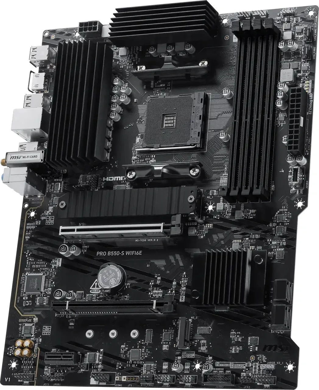 Материнская плата MSI PRO B550-S WIFI6E Soc-AM4 AMD B550 4xDDR4 ATX AC`97 8ch(7.1) GbLAN RAID+HDMI