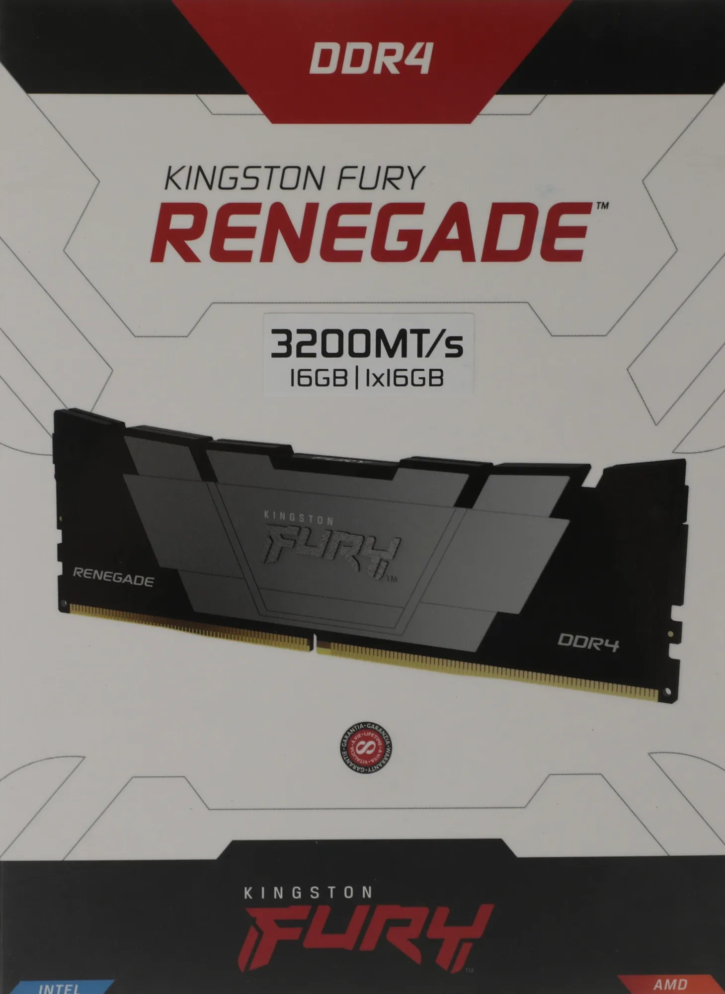 Память DDR4 16GB 3200MHz Kingston KF432C16RB12/16 Fury Renegade Black RTL Gaming PC4-25600 CL16 DIMM 288-pin 1.35В dual rank с радиатором Ret
