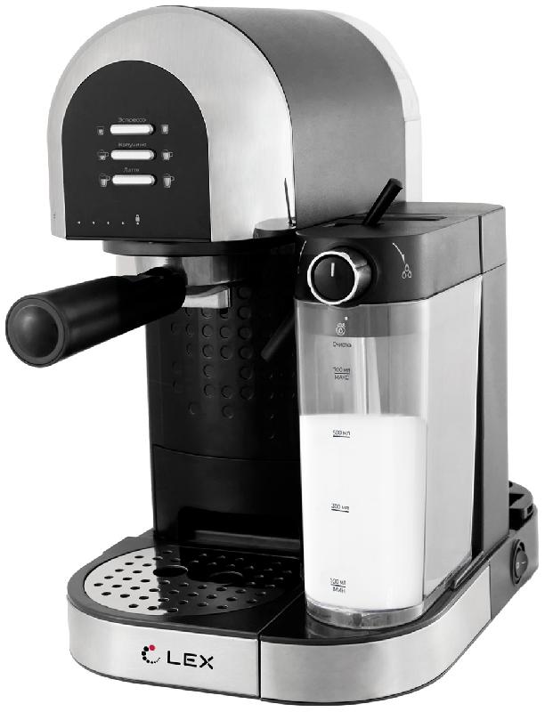 Кофеварка LEX LXCM 3503-1 с контейнером для молока черная