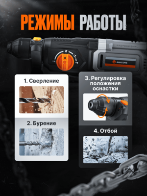 Перфоратор Anycons AC-H5092 SDS-Plus 2 АКБ