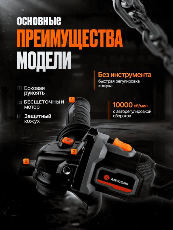 УШМ Anycons AC-AG1251 125 мм 21 В