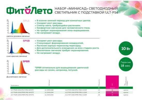 Светильник для растений Фитолето ULT-P54N-10W/SPSB