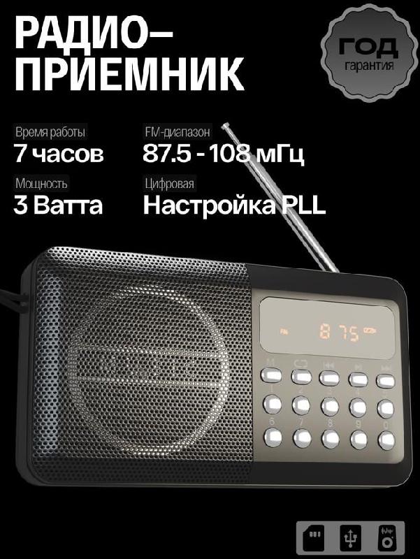 Аудиосистема Soundmax Радиоприемник SM-RD2116(чёрный)