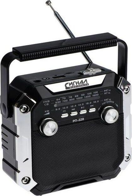 Аудиосистема Сигнал Радиоприемник РП-228 УКВ 64-108МГц, 220V, акб 1200mA/h, USB/microSD/AUX, светодиодный фонарь/дис