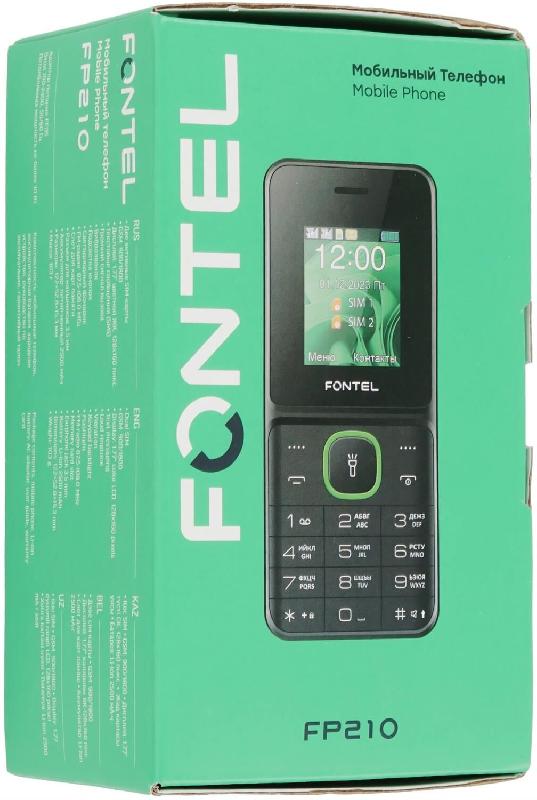 Телефон мобильный FONTEL FP210 черный-зеленый