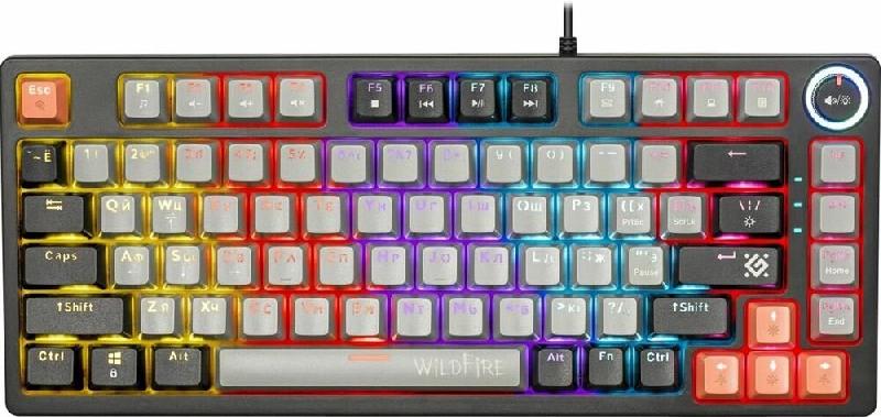 Клавиатура Defender Wildfire GK-213 RU,сер/чер,82кн,TNT розов,1.5м