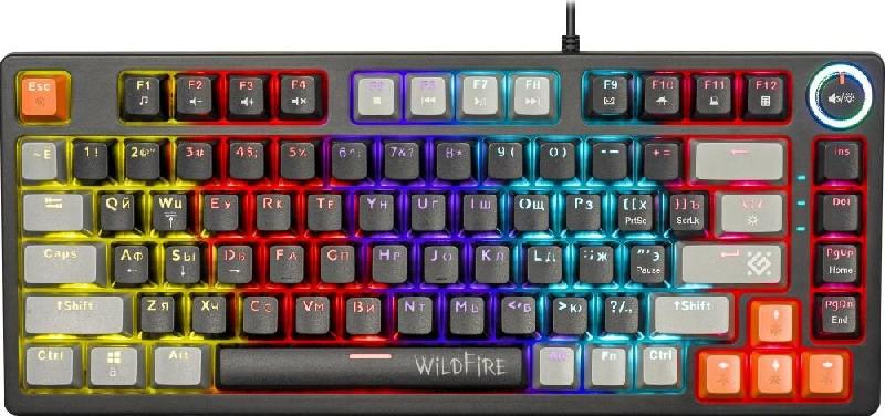 Клавиатура Defender Wildfire GK-213 RU,чер/сер,82кн,TNT розов,1.5м