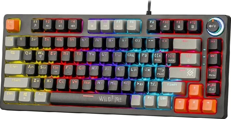 Клавиатура Defender Wildfire GK-213 RU,чер/сер,82кн,TNT розов,1.5м