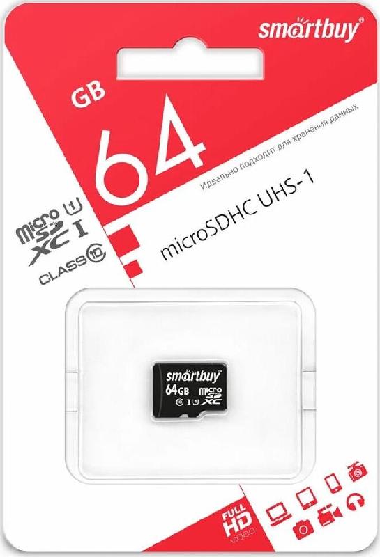 Карта памяти Smartbuy Карта памяти Smartbuy Карта памяти SMARTBUY (SB64GBSDCL10-00) MicroSDXC 64GB Class10 UHS-1