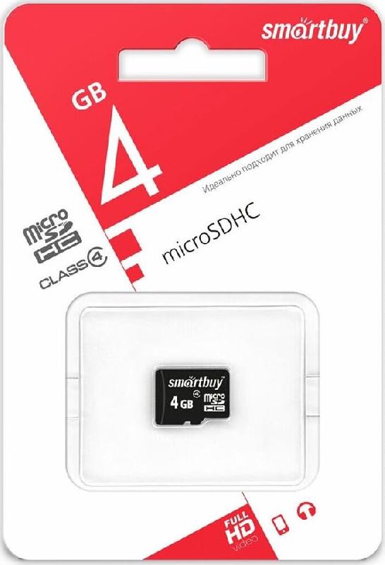 Карта памяти Smartbuy Карта памяти Smartbuy Карта памяти SMARTBUY (SB4GBSDCL4-00) MicroSDHC 4GB Class4