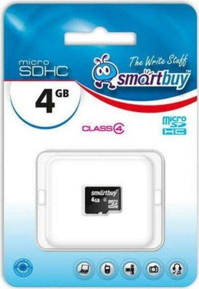 Карта памяти Smartbuy Карта памяти Smartbuy Карта памяти SMARTBUY (SB4GBSDCL4-00) MicroSDHC 4GB Class4