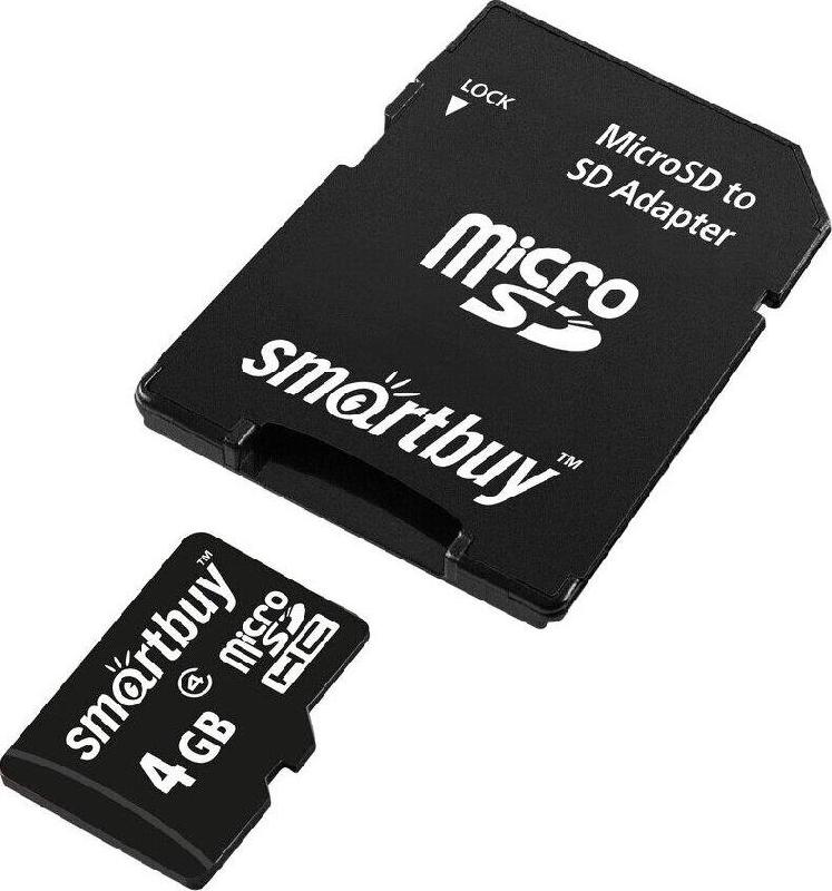 Карта памяти Smartbuy Карта памяти Smartbuy Карта памяти SMARTBUY (SB4GBSDCL4-01) MicroSDHC 4GB Class4 + адаптер