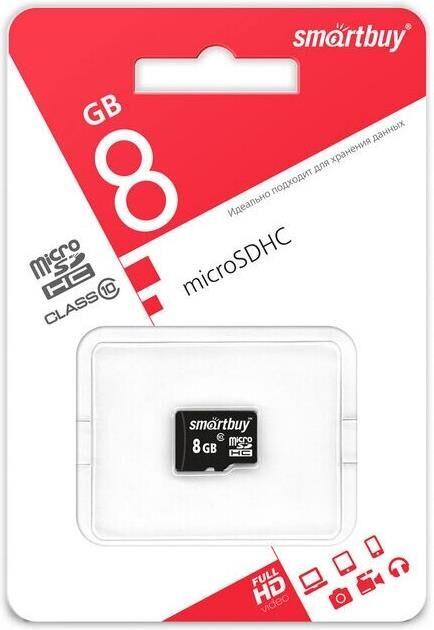 Карта памяти Smartbuy Карта памяти Smartbuy Карта памяти SMARTBUY (SB8GBSDCL4-01) MicroSDHC 8GB Сlass4 + адаптер