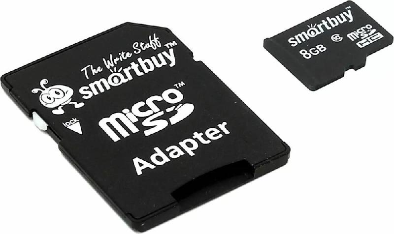 Карта памяти Smartbuy Карта памяти Smartbuy Карта памяти SMARTBUY (SB8GBSDCL4-01) MicroSDHC 8GB Сlass4 + адаптер