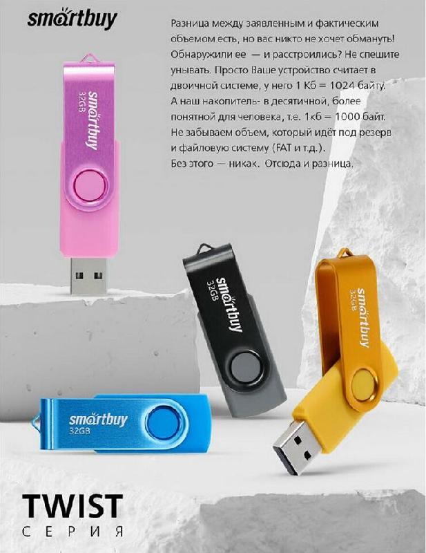 Флешка Smartbuy (SB 2TWP) UFD 2.0 Twist Pink 032GB